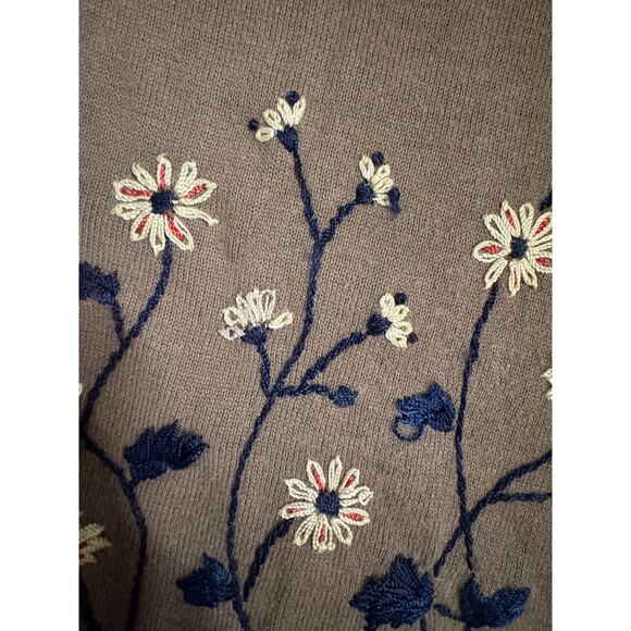 CJ Banks 1X Brown Floral Embroidered Button Cardigan Sweater - Picture 4 of 5